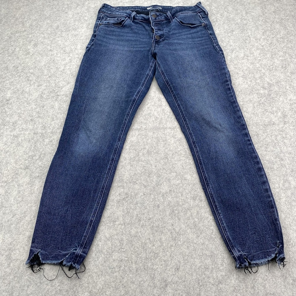 Old Navy Skinny Jeans Womens 10 (29x25) Blue Mid Rise Distressed Stretch Raw Hem